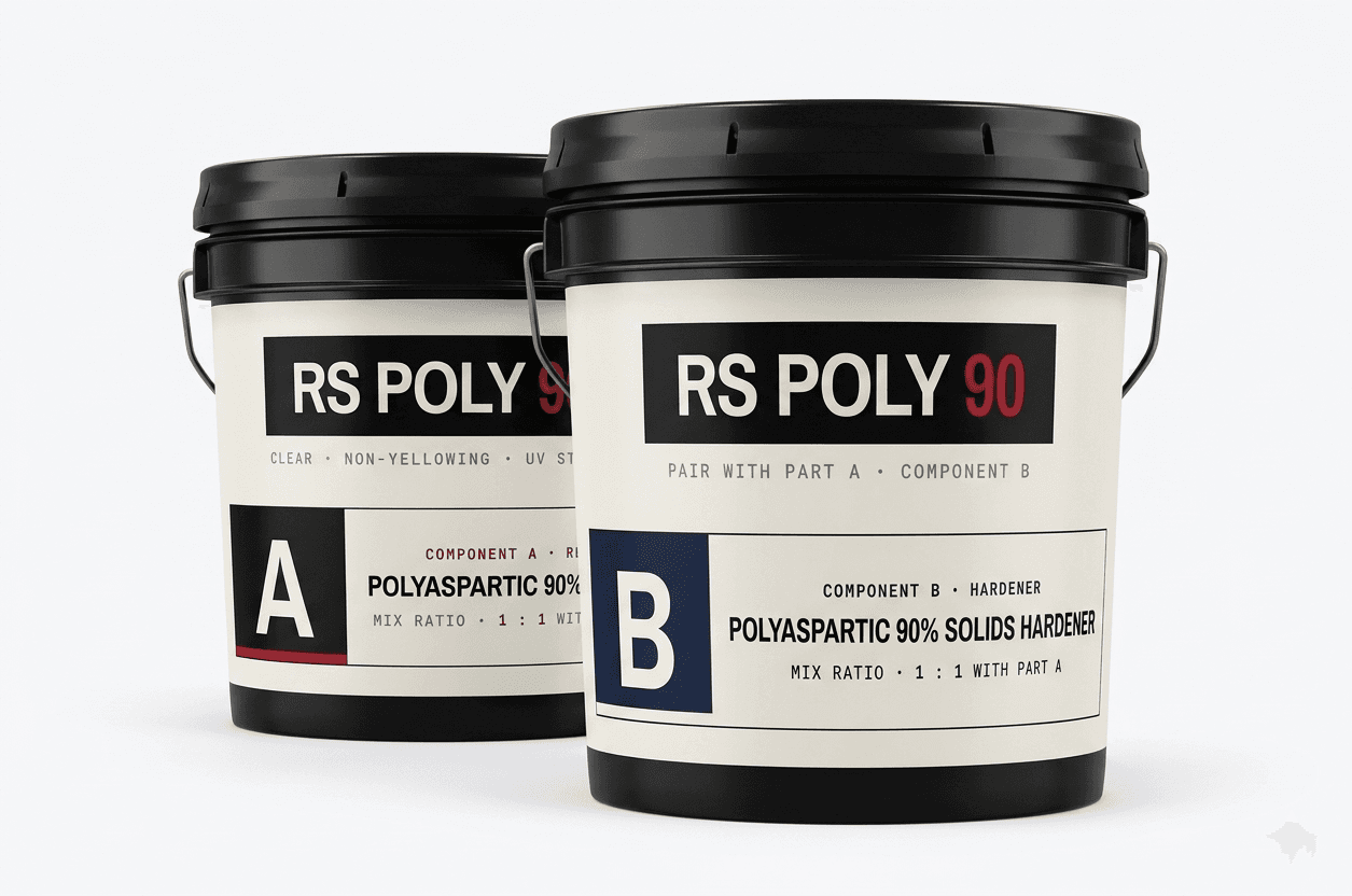 Polyaspartic 2 Part Flooring System — 90% Solid Non Yellowing Non Fading